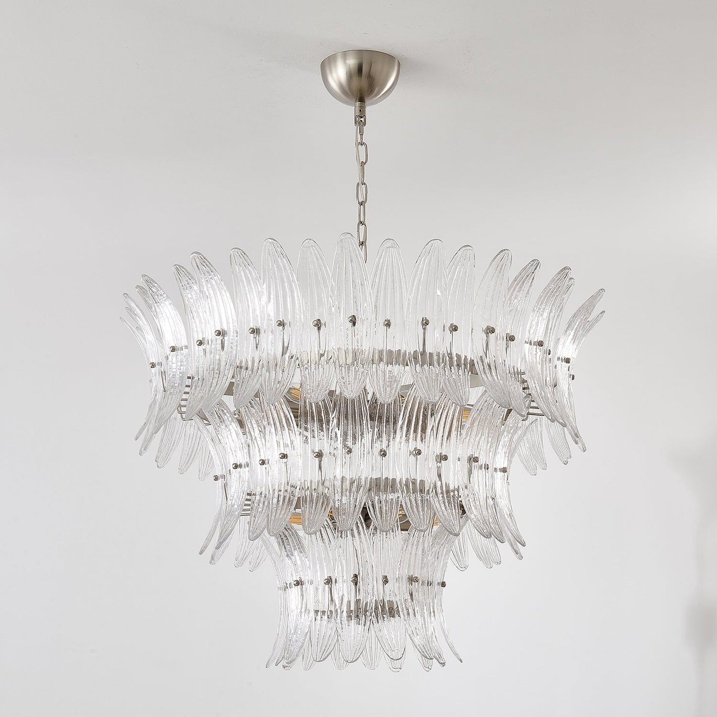 Elegant Glass Palmette Chandelier with Dimmable LED Lights