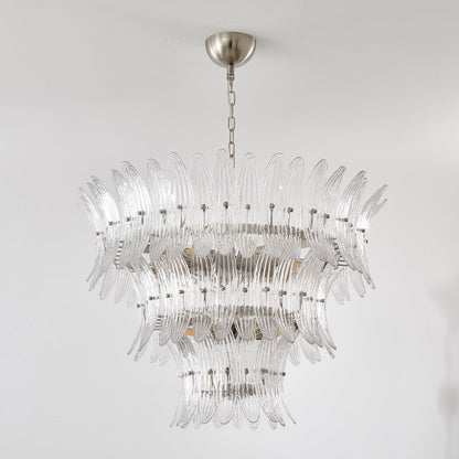 Elegant Glass Palmette Chandelier with Dimmable LED Lights