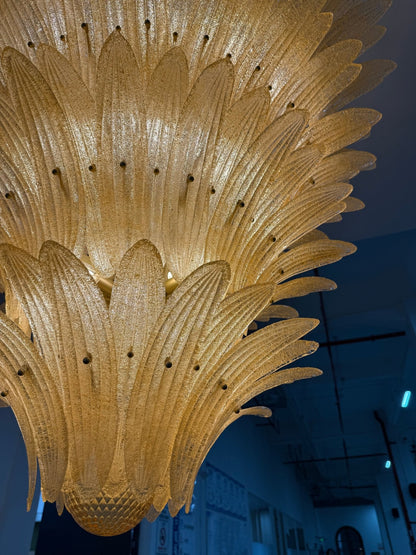 Elegant Glass Palmette Chandelier with Dimmable LED Lights