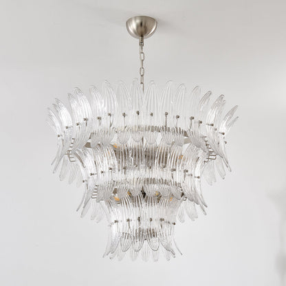 Elegant Glass Palmette Chandelier with Dimmable LED Lights