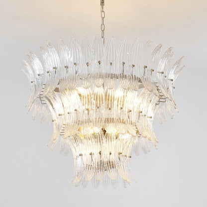 Elegant Glass Palmette Chandelier with Dimmable LED Lights