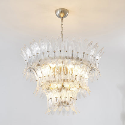 Elegant Glass Palmette Chandelier with Dimmable LED Lights