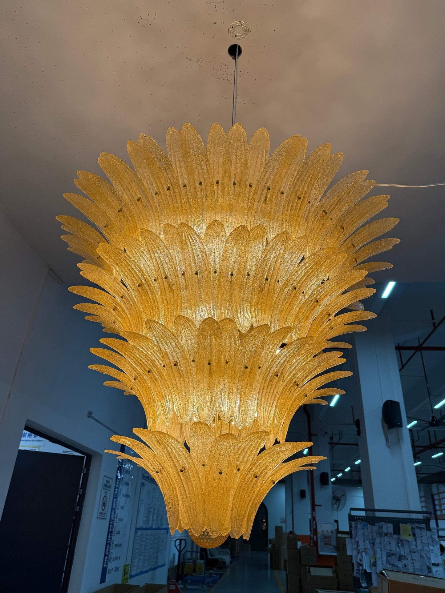 Elegant Glass Palmette Chandelier with Dimmable LED Lights