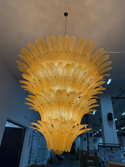 Elegant Glass Palmette Chandelier with Dimmable LED Lights
