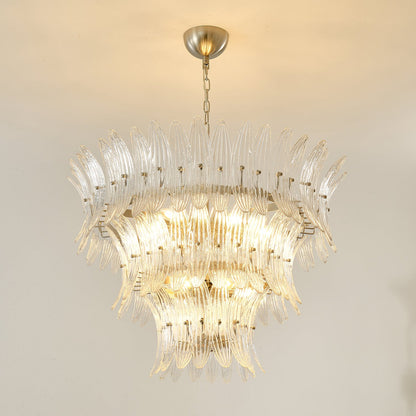 Elegant Glass Palmette Chandelier with Dimmable LED Lights