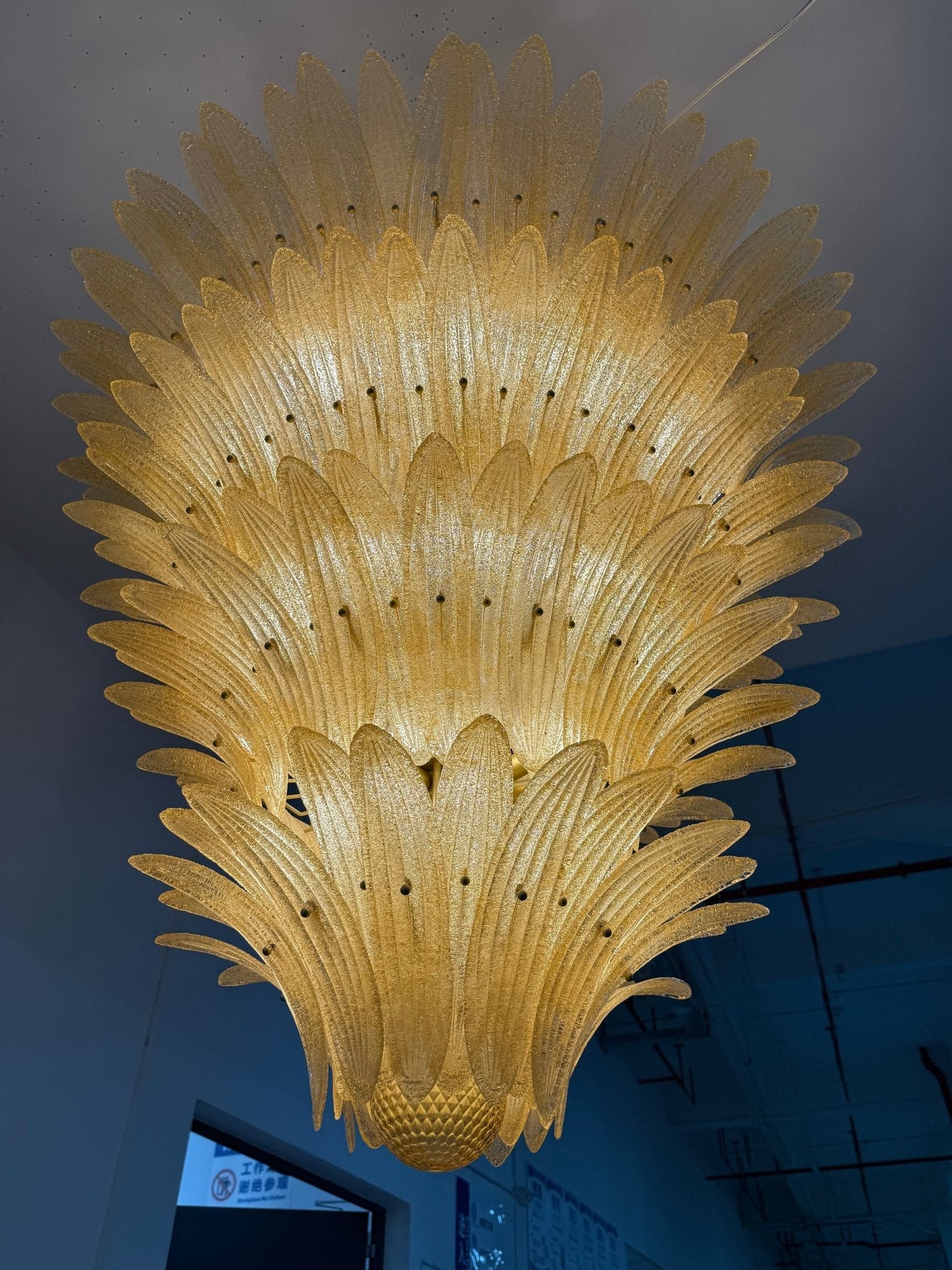 Elegant Glass Palmette Chandelier with Dimmable LED Lights