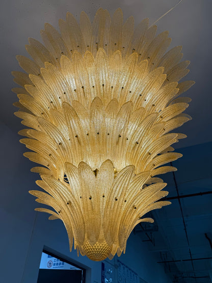 Elegant Glass Palmette Chandelier with Dimmable LED Lights