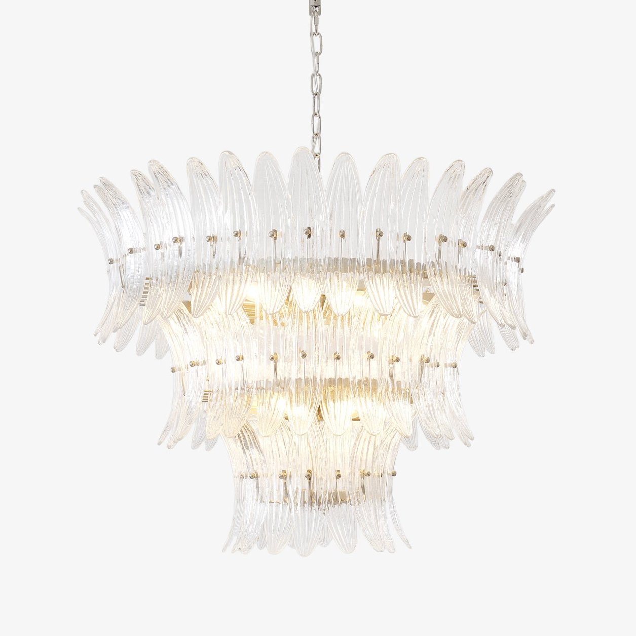 Elegant Glass Palmette Chandelier with Dimmable LED Lights