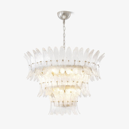 Elegant Glass Palmette Chandelier with Dimmable LED Lights