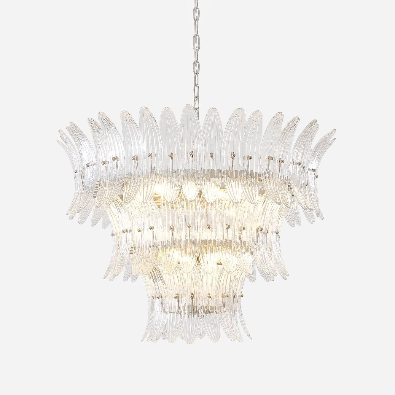 Elegant Glass Palmette Chandelier with Dimmable LED Lights