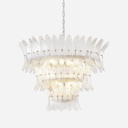 Elegant Glass Palmette Chandelier with Dimmable LED Lights