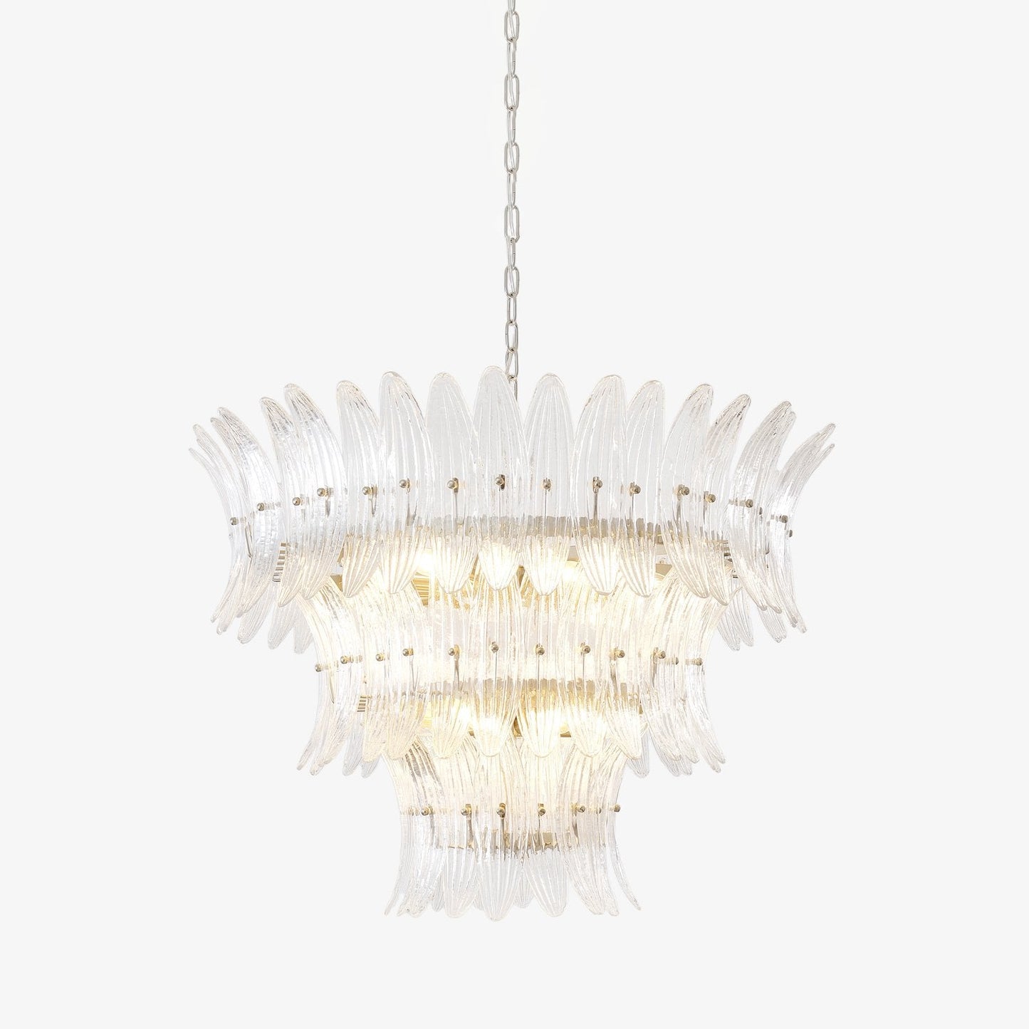 Elegant Glass Palmette Chandelier with Dimmable LED Lights