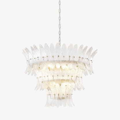Elegant Glass Palmette Chandelier with Dimmable LED Lights