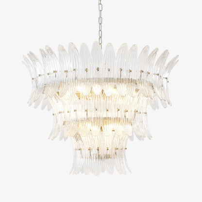 Elegant Glass Palmette Chandelier with Dimmable LED Lights