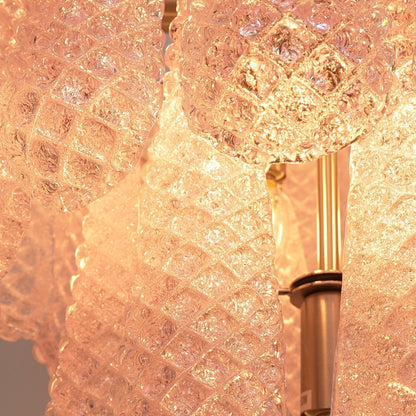 Elegant Pink Glass Dewdrop Chandelier with Adjustable Height & Soft Gl