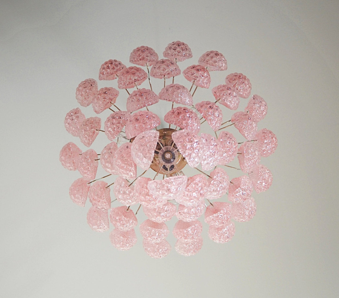 Elegant Pink Glass Dewdrop Chandelier with Adjustable Height & Soft Gl