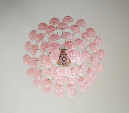 Elegant Pink Glass Dewdrop Chandelier with Adjustable Height & Soft Gl