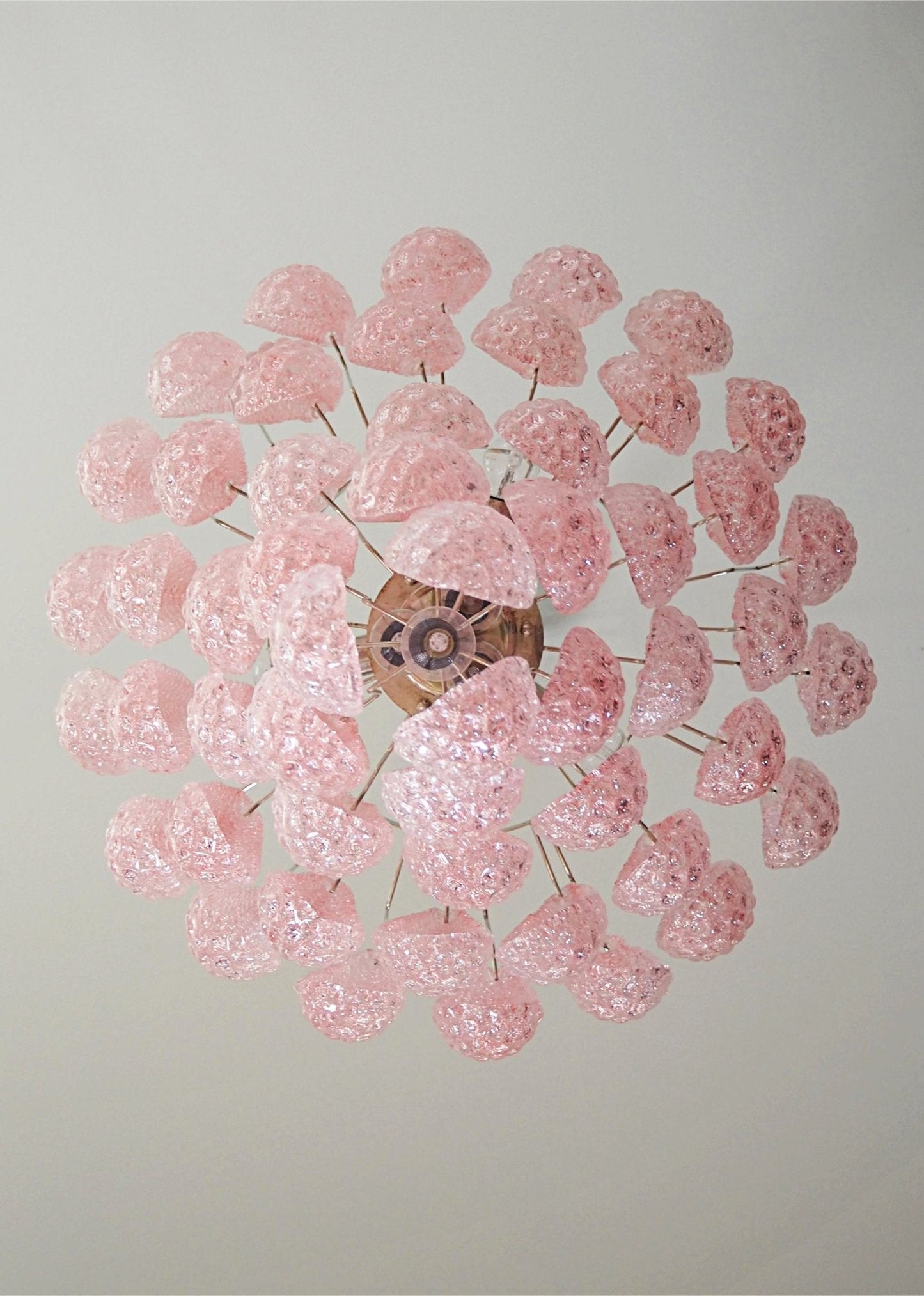 Elegant Pink Glass Droplet Chandelier - Adjustable Height, Modern Desi