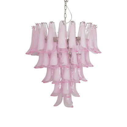 Elegant Pink Glass Petals Chandelier with Adjustable Height & LED Comp