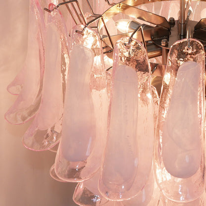 Elegant Pink Glass Petals Chandelier with Adjustable Height & LED Comp