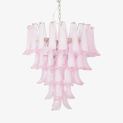 Elegant Pink Glass Petals Chandelier with Adjustable Height & LED Comp