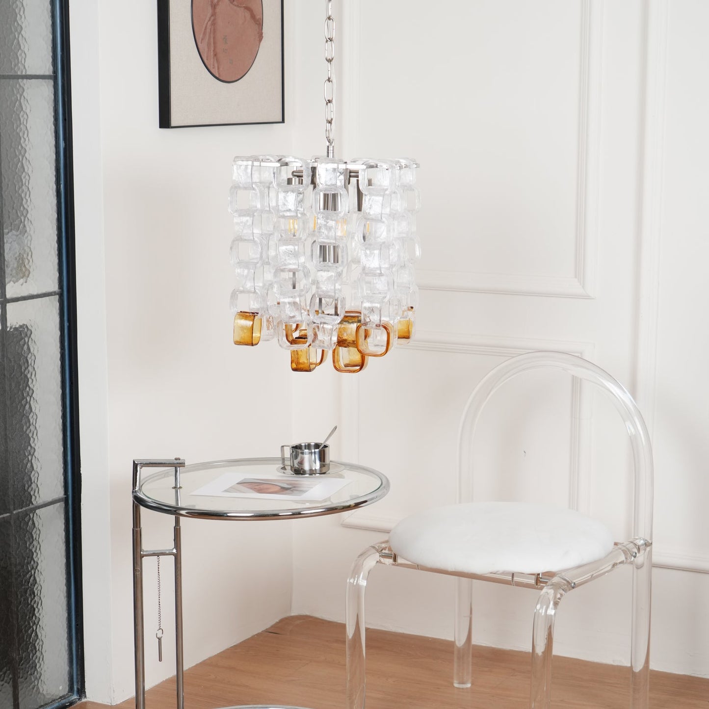 Poliarte Interlocking Glass Chandelier - Elegant Design, Adjustable He