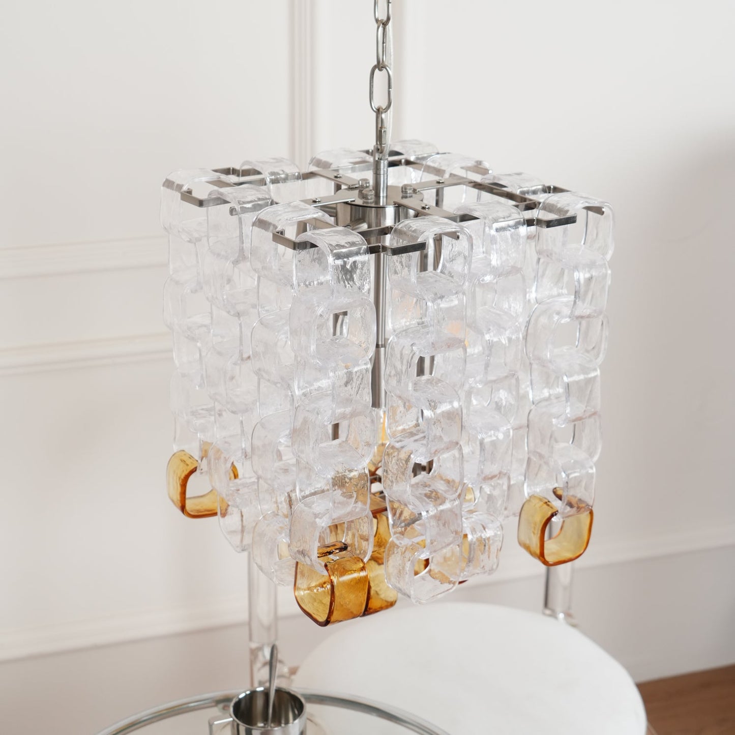 Poliarte Interlocking Glass Chandelier - Elegant Design, Adjustable He