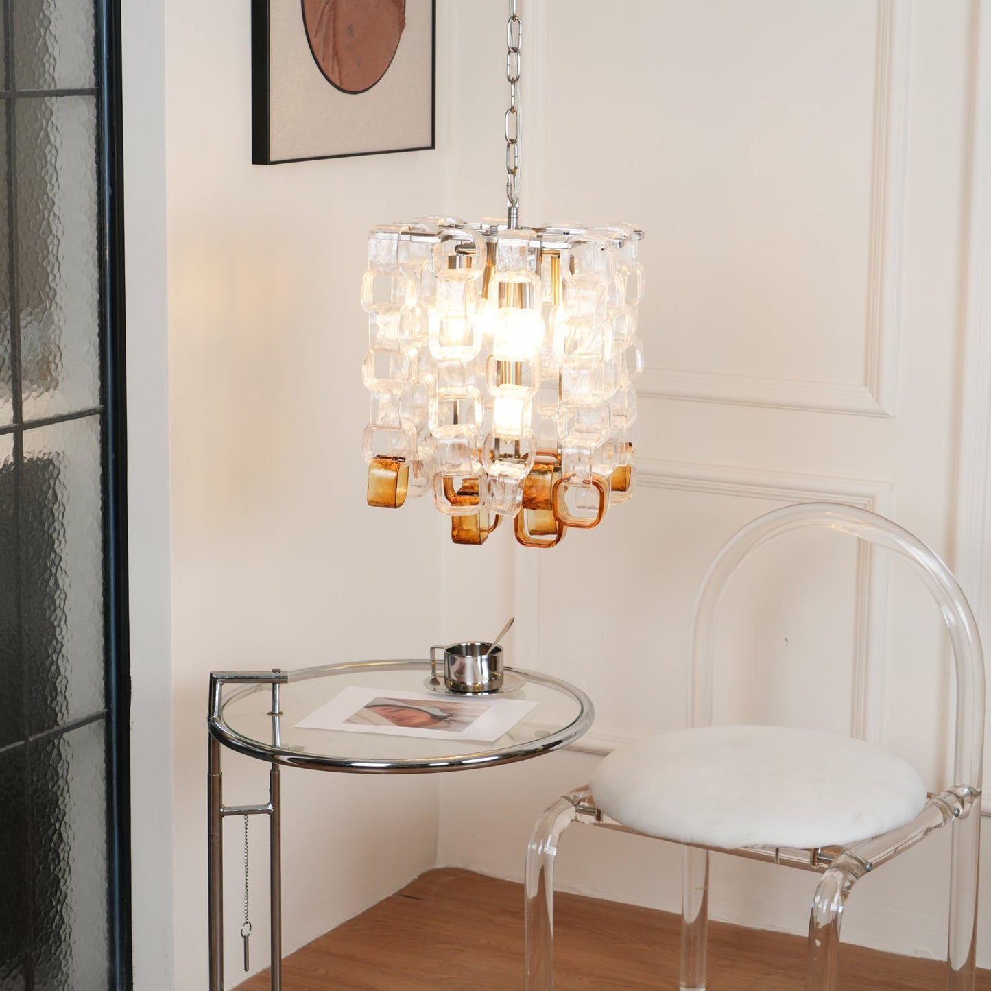 Poliarte Interlocking Glass Chandelier - Elegant Design, Adjustable He