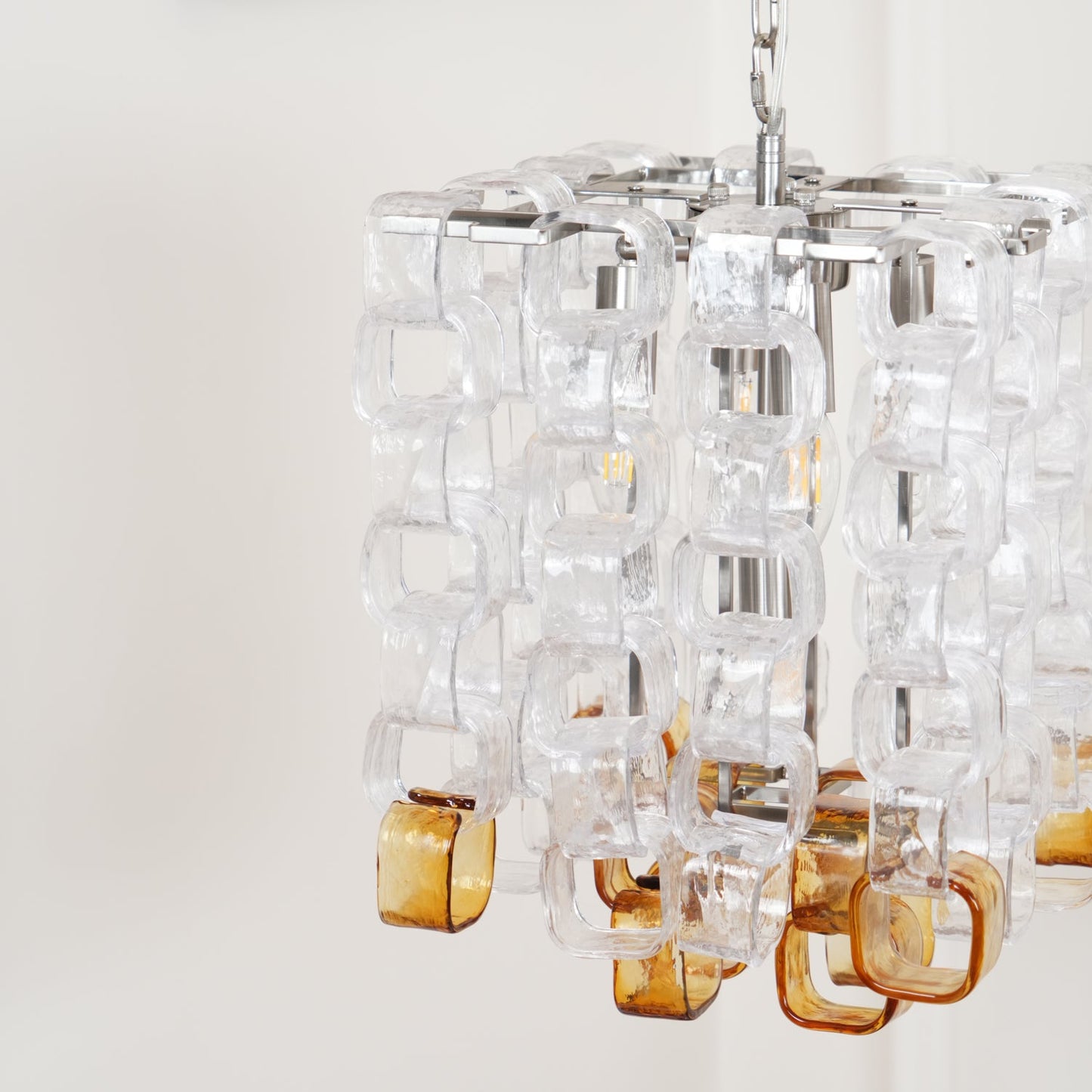 Poliarte Interlocking Glass Chandelier - Elegant Design, Adjustable He