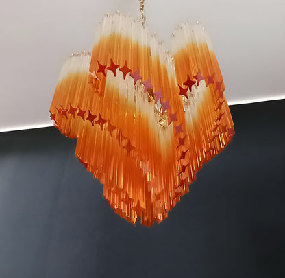 Elegant Glass Pink Prism Chandelier with Adjustable Height & LED Compa