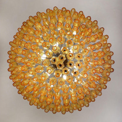 Rhombus Amber Glass Chandelier - Elegant Design & Adjustable Height