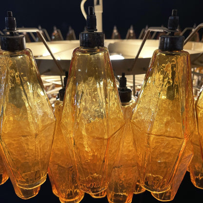 Rhombus Amber Glass Chandelier - Elegant Design & Adjustable Height