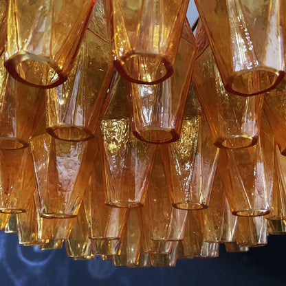 Rhombus Amber Glass Chandelier - Elegant Design & Adjustable Height