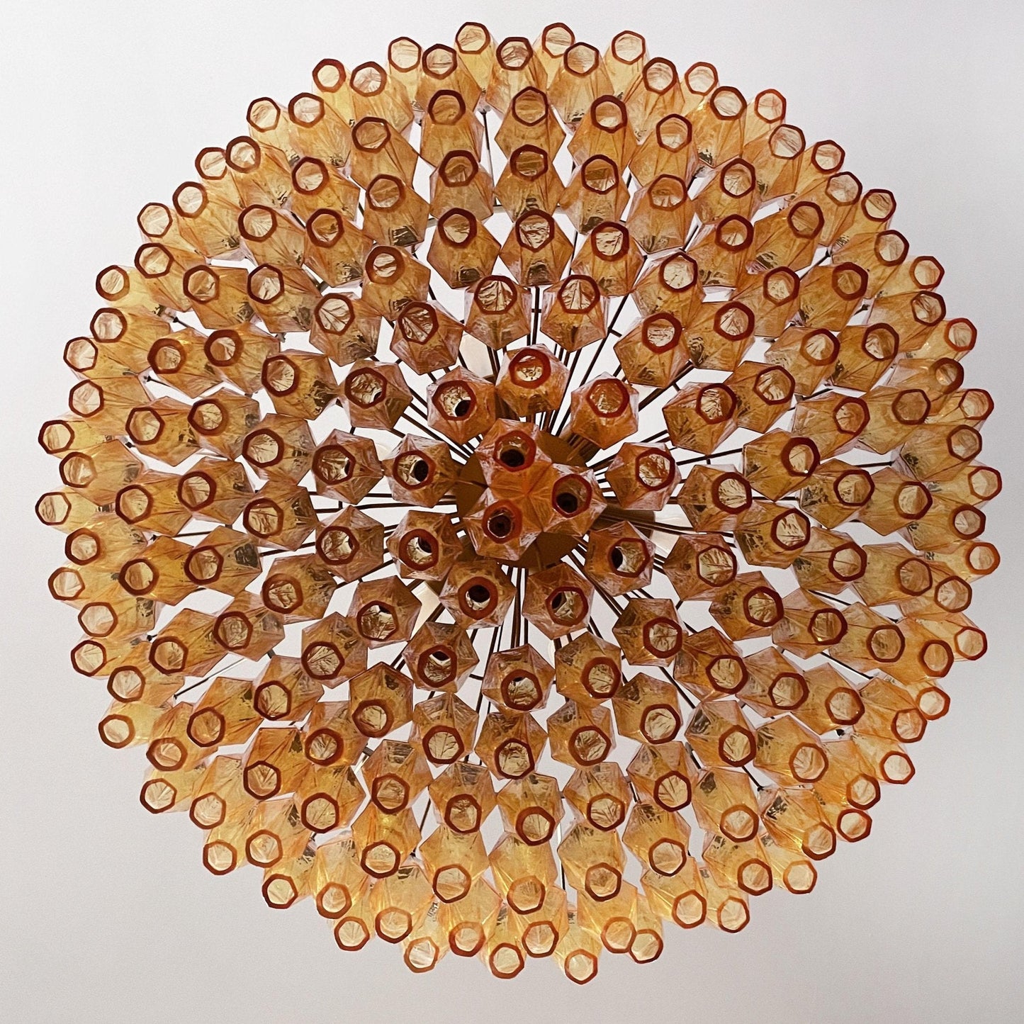 Rhombus Amber Glass Chandelier - Elegant Design & Adjustable Height