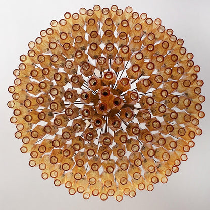 Rhombus Amber Glass Chandelier - Elegant Design & Adjustable Height