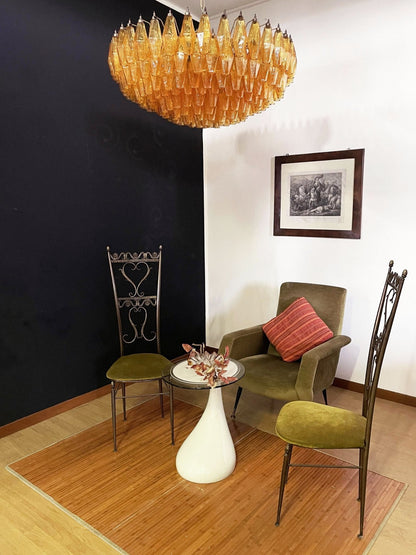 Rhombus Amber Glass Chandelier - Elegant Design & Adjustable Height