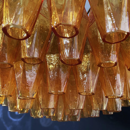 Rhombus Amber Glass Chandelier - Elegant Design & Adjustable Height