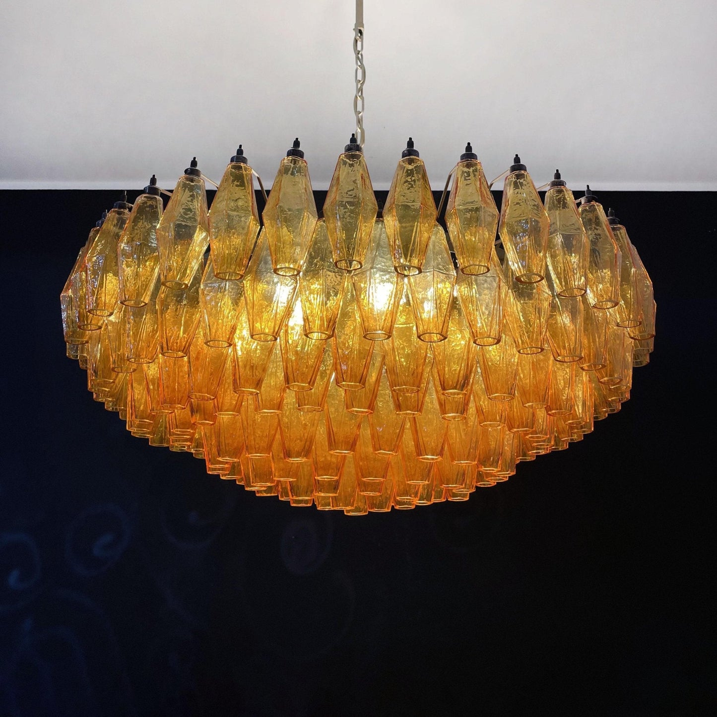 Rhombus Amber Glass Chandelier - Elegant Design & Adjustable Height