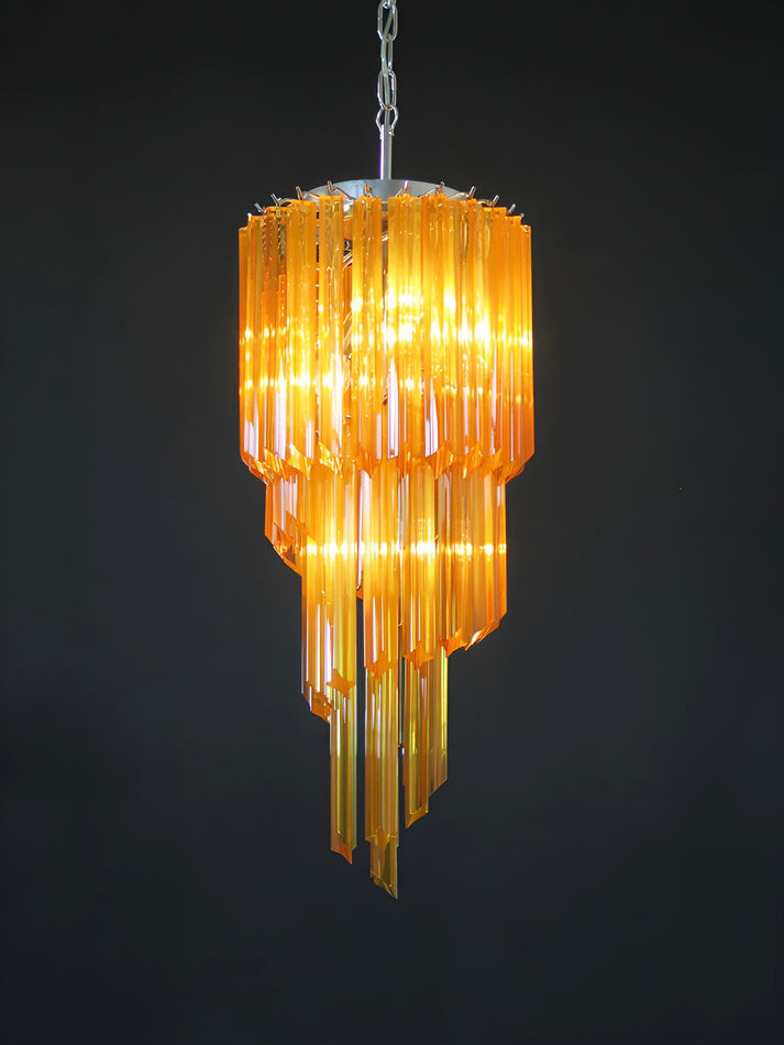 Spiral Prism Glass Chandelier - Elegant Design with Adjustable Height