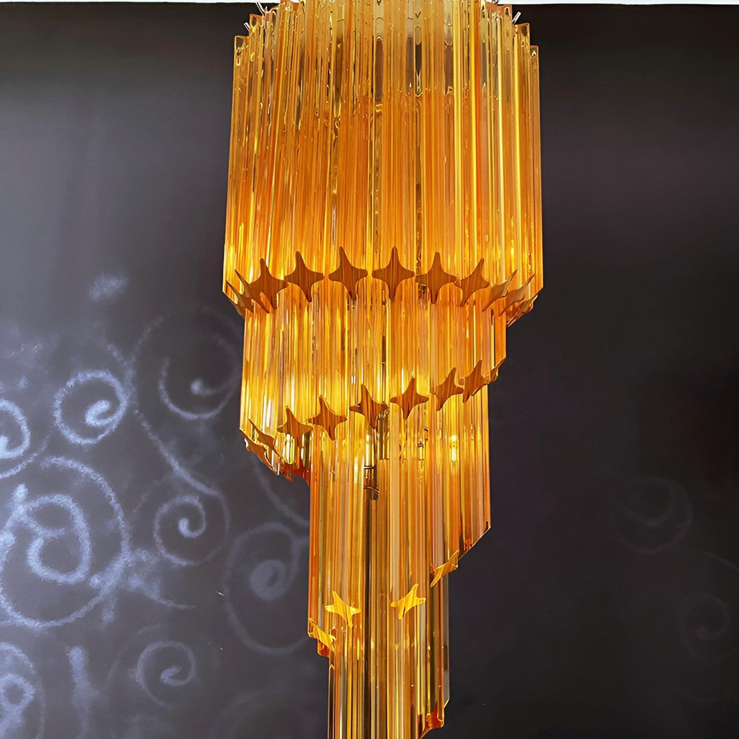 Spiral Prism Glass Chandelier - Elegant Design with Adjustable Height