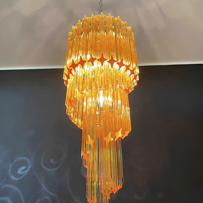 Spiral Prism Glass Chandelier - Elegant Design with Adjustable Height