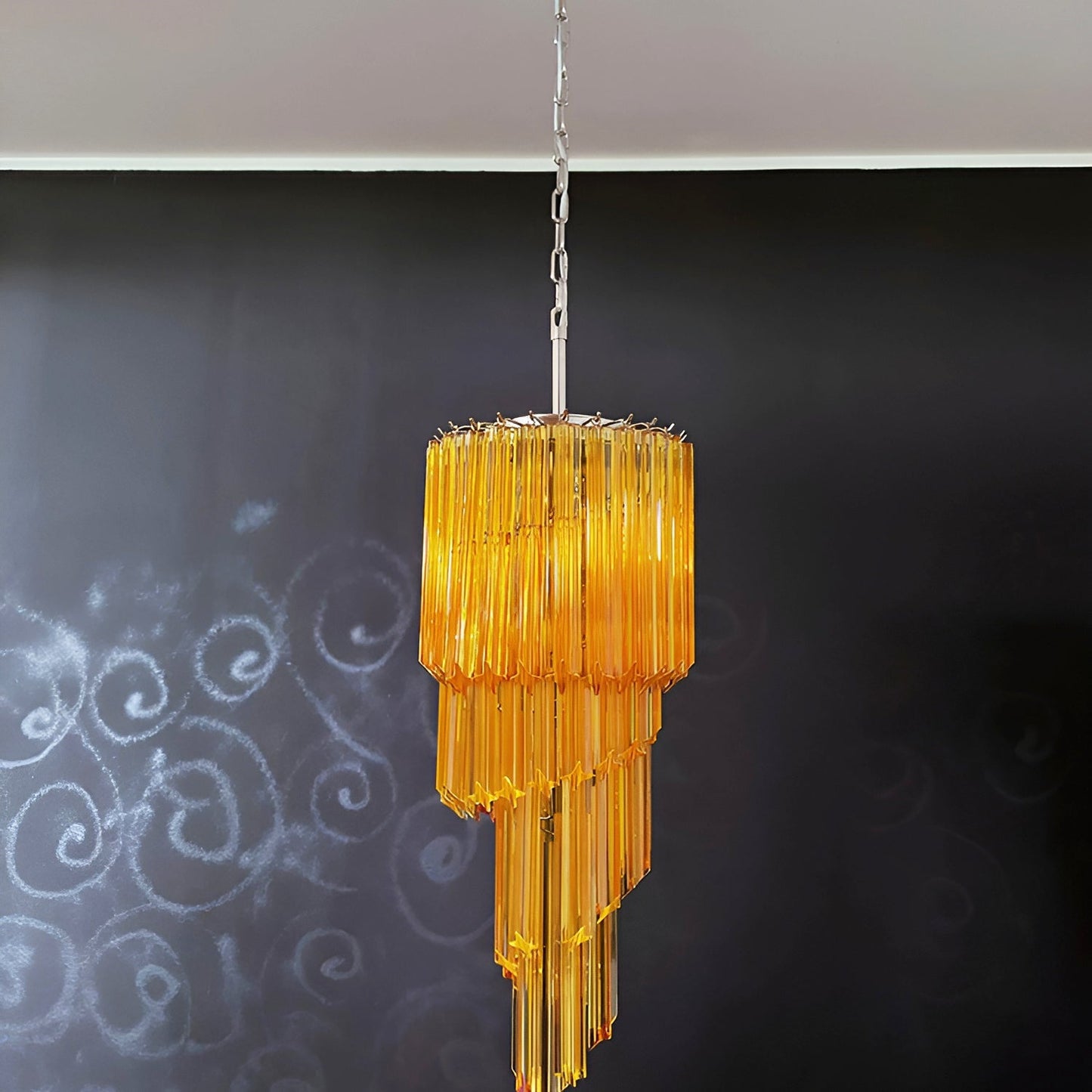 Spiral Prism Glass Chandelier - Elegant Design with Adjustable Height