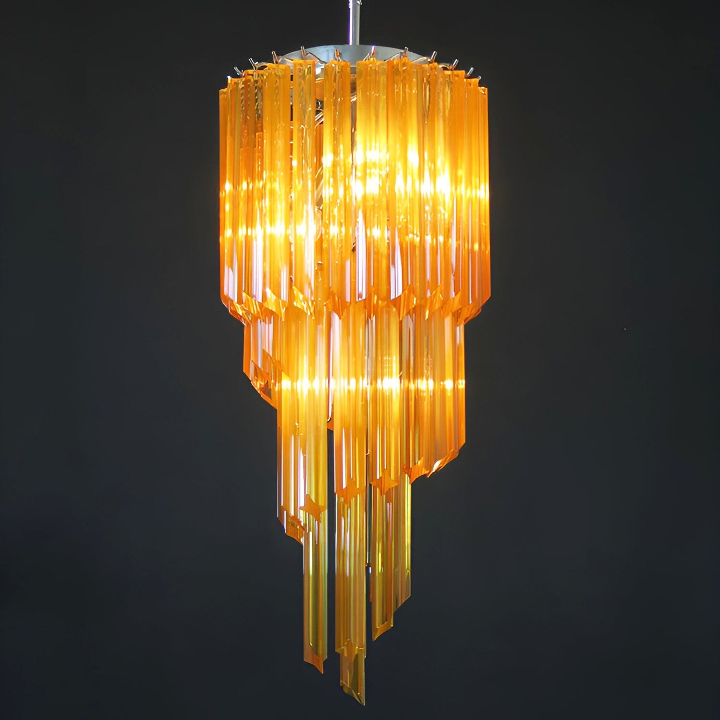 Spiral Prism Glass Chandelier - Elegant Design with Adjustable Height