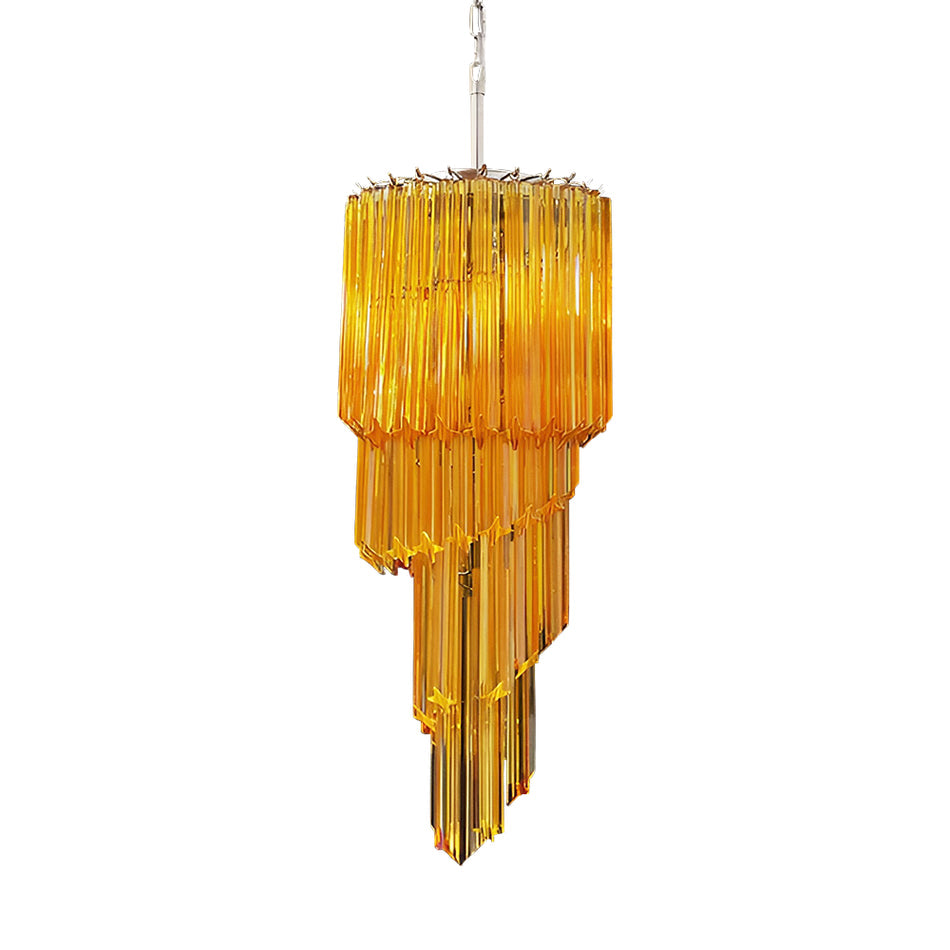 Spiral Prism Glass Chandelier - Elegant Design with Adjustable Height