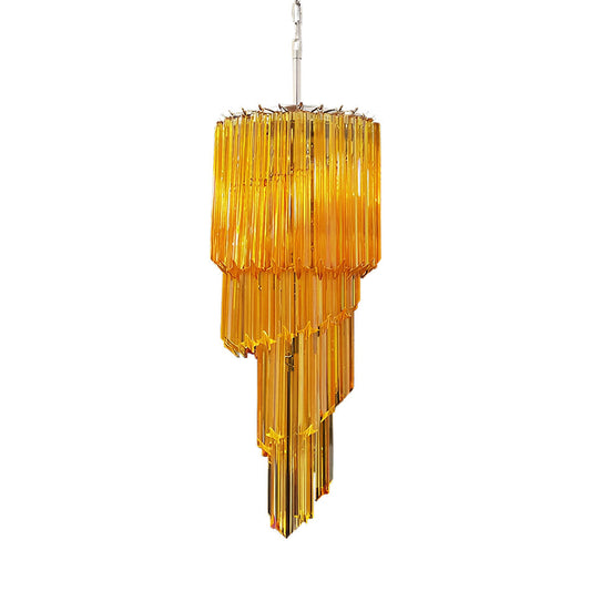 Spiral Prism Glass Chandelier - Elegant Design with Adjustable Height