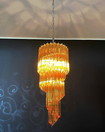 Spiral Prism Glass Chandelier - Elegant Design with Adjustable Height