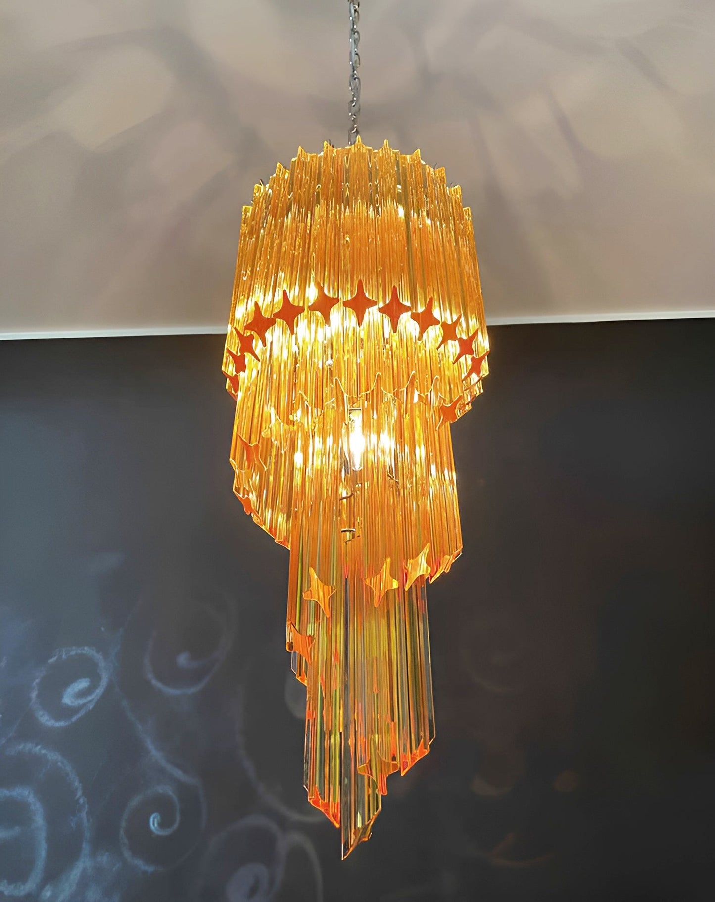 Spiral Prism Glass Chandelier - Elegant Design with Adjustable Height