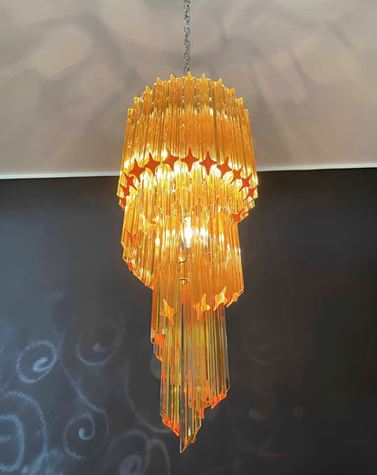 Spiral Prism Glass Chandelier - Elegant Design with Adjustable Height
