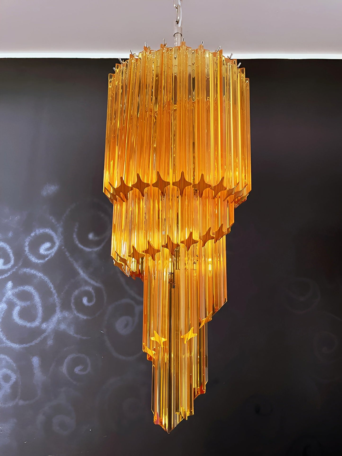 Spiral Prism Glass Chandelier - Elegant Design with Adjustable Height
