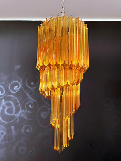 Spiral Prism Glass Chandelier - Elegant Design with Adjustable Height